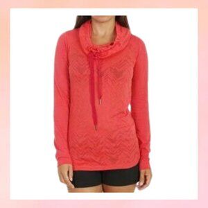 Small Pink Chevron Cowl Neck Active Pullover Top